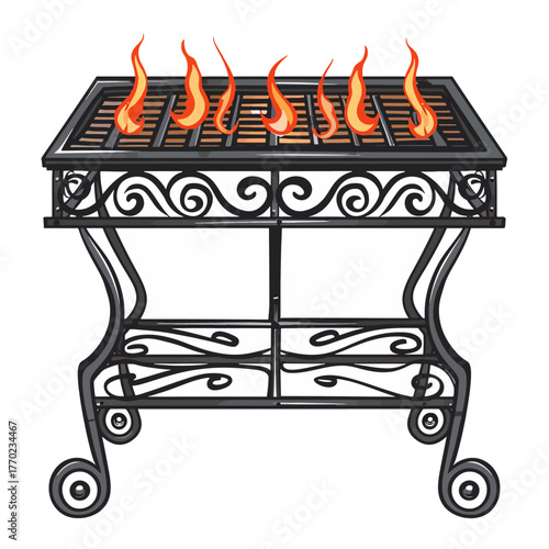 Iron grill on a white 