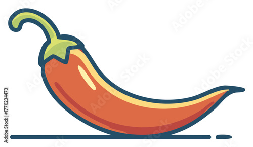 Illustration of a red chili pepper. Organic and spicy ingredient for food.