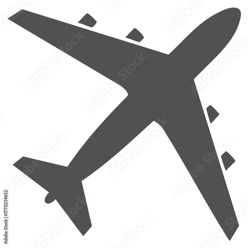Aeroplane Overhead Icon a Minimalist Dark Gray Aircraft Flying Overhead Passenger Plane Silhouette