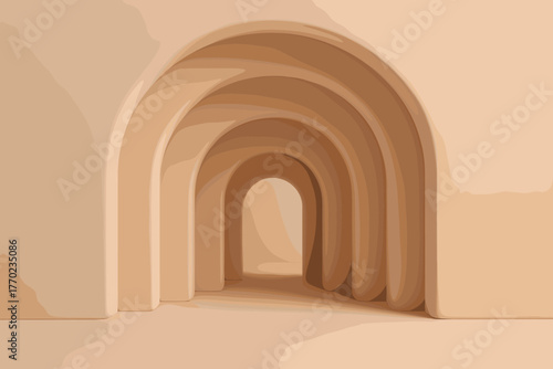 Under vector layered ambient scene rhythmic spatial forming illustration gradients arch marble