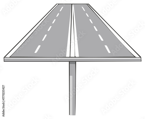 Elevated Roadway Section Supported by Pillar Cartoon Illustration for Transportation Design