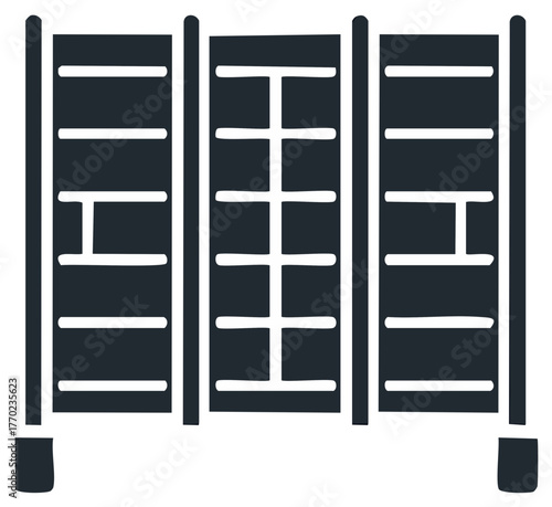 Dark Silhouette of a Three Panel Folding Screen Room Divider Partition