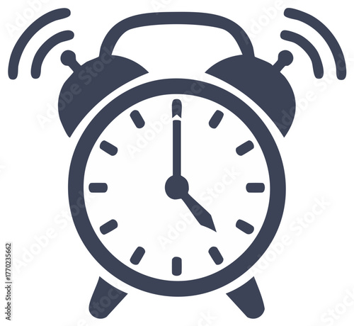 Ringing Alarm Clock Icon Simple Time Reminder Wake Up Signal
