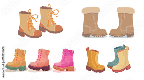 Cute little felt boots vector illustration