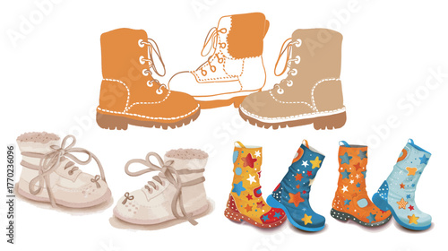 Cute little felt boots vector illustration