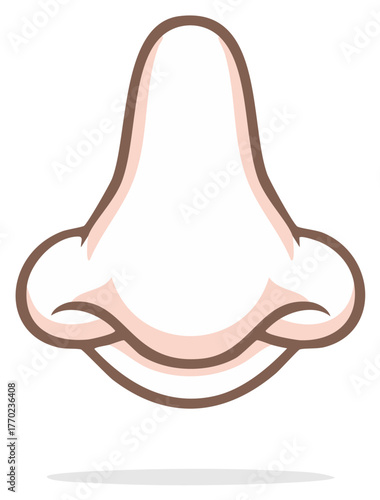 Stylized cartoon human nose illustration, a graphic symbol for anatomy and the sense of smell