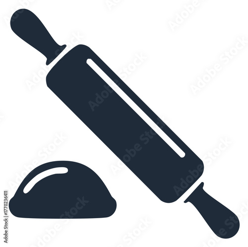Rolling pin and dough icon for baking and cooking