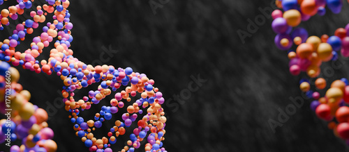 Fototapeta Naklejka Na Ścianę i Meble -  Colorful 3D DNA double helix structure background. 3D rendering.