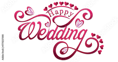 Happy Wedding Text Typography Design | Elegant Calligraphy Font for Wedding Invitation, Greeting Card, or Decoration