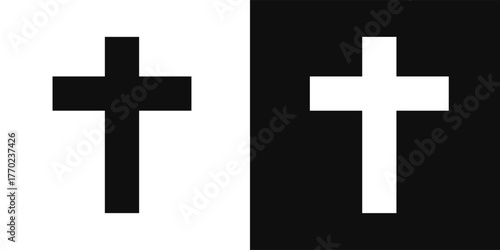 Vector image of a Christian cross silhouette in various styles. Concept of Orthodoxy and faith. Element for your design.