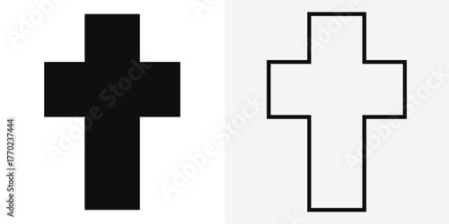 Vector image of a Christian cross silhouette in various styles. Concept of Orthodoxy and faith. Element for your design.
