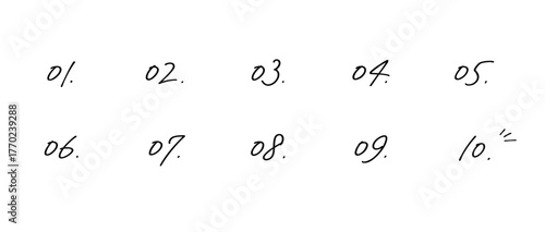 シンプルな手書きの数字セット　塗りなし