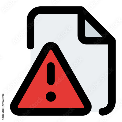 File Warning Filled Line Icon Vector, Bold Outline Document and File Symbol for Office and Folder Management Concept