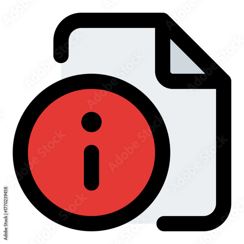 File Info Filled Line Icon Vector, Bold Outline Document and File Symbol for Office and Folder Management Concept
