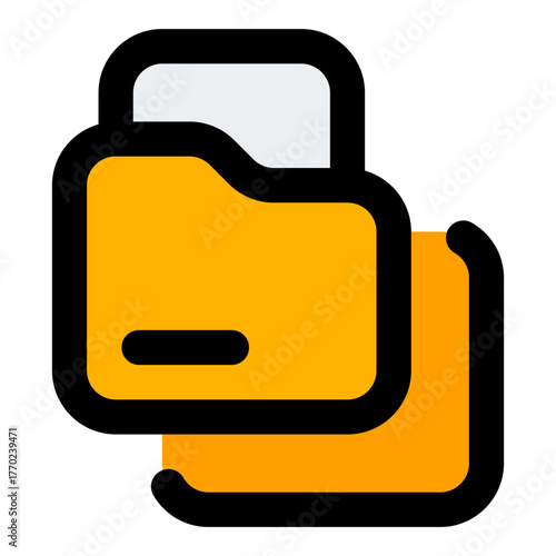 Duplicate Filled Line Icon Vector, Bold Outline Document and File Symbol for Office and Folder Management Concept