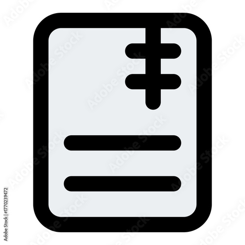 Document Zipper Filled Line Icon Vector, Bold Outline Document and File Symbol for Office and Folder Management Concept