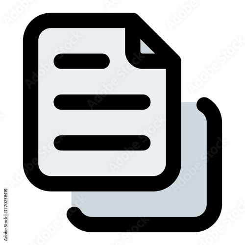 Copy Filled Line Icon Vector, Bold Outline Document and File Symbol for Office and Folder Management Concept
