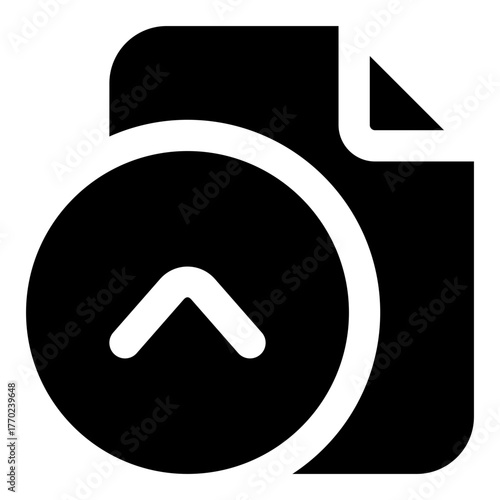 Page Up Glyph Icon Vector, Solid Document and File Management Symbol for Office and Folder Concept
