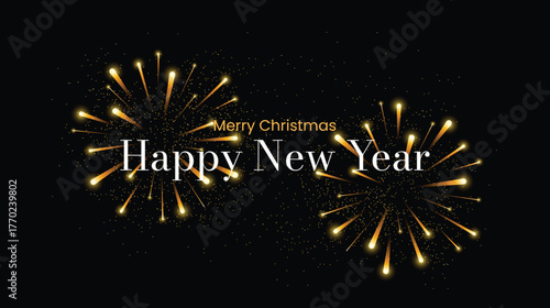 Merry Christmas and Happy New Year background. Holiday celebration background. Vector illustration