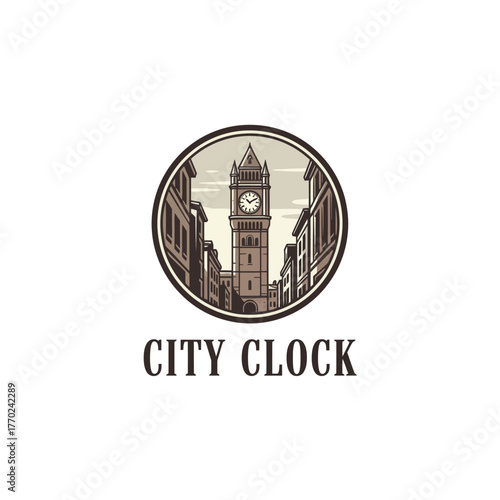 European City Clock Tower Logo