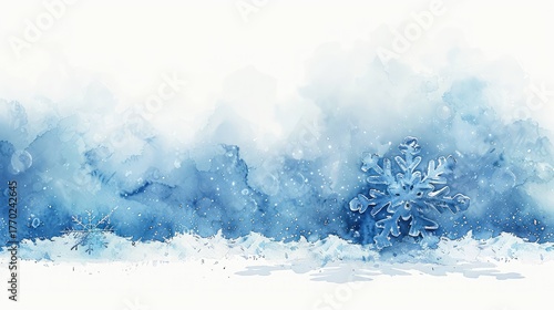 minimalist watercolor illustration a Snowflake 