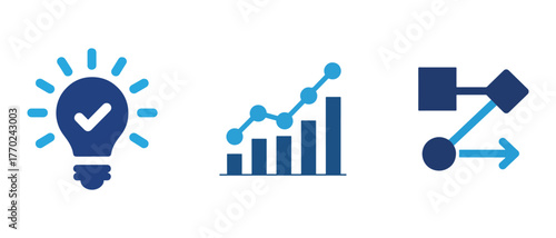 Light bulb, graph and process illustration