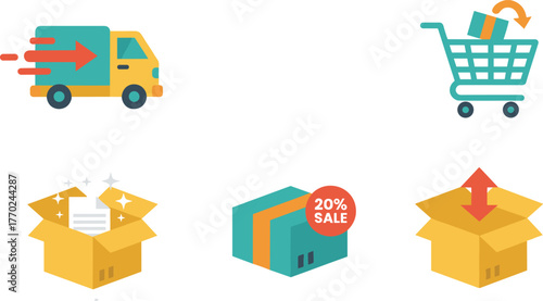 E-commerce Delivery and Packaging Icons