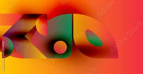 Abstract colorful design features flowing shapes, gradients. Warm tones dominate with hints green, red, orange. Modern aesthetic.