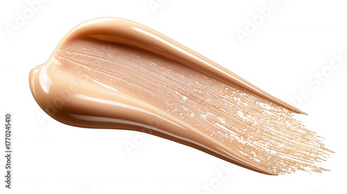Foundation cosmetic cream 3d icon swatch creating beauty product stroke with liquid texture transparent background