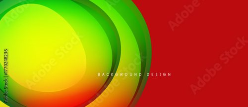 Abstract colorful layers create dynamic visual effect. Bright gradients blend, forming modern background design. Smooth curves dominate composition.