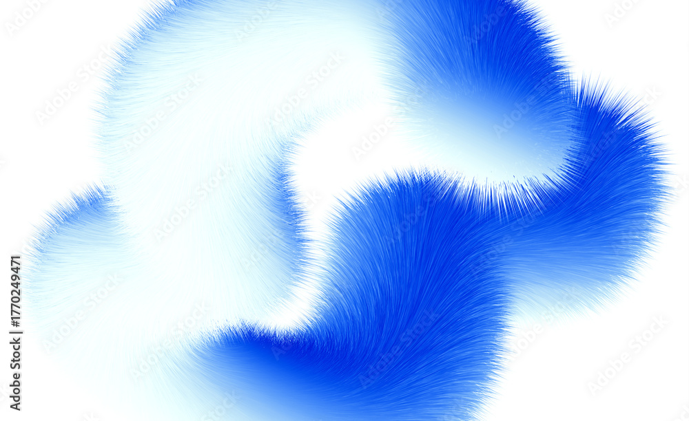 Fototapeta premium Dynamic blue furry abstract shape flowing 3d gradient texture