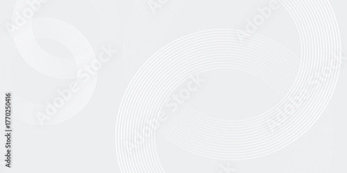 Abstract white glowing geometric lines on gray background. Modern shiny blue circle lines pattern. Futuristic technology concept. Suit for cover, poster, banner, brochure, header, vector modern