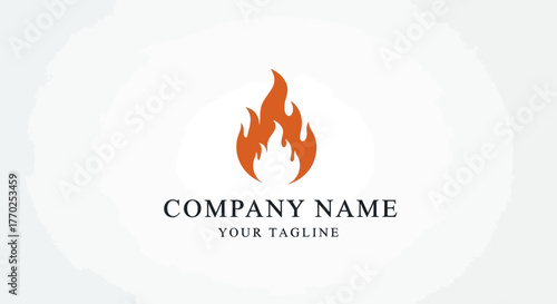 Stylized orange and yellow fire flame logo icon for branding.