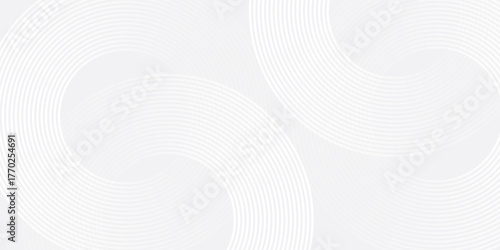 Abstract white glowing geometric lines on gray background. Modern shiny blue circle lines pattern. Futuristic technology concept.