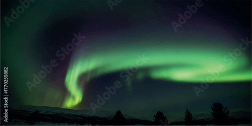 Spectacular aurora borealis illuminates the night sky a natural light display in high latitudes creating a mesmerizing phenomenon