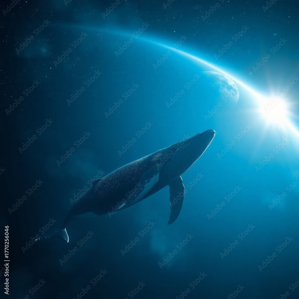 Naklejka premium Galactic Whales Humpbacks Soaring Through Cosmic Nebula_13