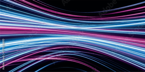 Abstract light trails with blue and pink hues dynamic flow a dark background suitable for modern technology and energy concepts