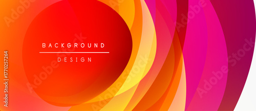 Abstract background design features vibrant orange, pink layers. Smooth curves create dynamic visual effect. Modern, stylish presentation.