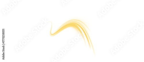 Shiny yellow curve adds a festive touch. Stylish golden twirl resembling a rope or stripe. Vector PNG for elegant lines, curls, and decorative elements.