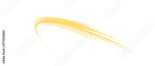 Elegant yellow twirl PNG. Golden curve flows creating decorative festive lines. Perfect for creative digital visuals.