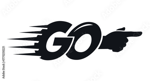 GO sign with index finger. Vector icon template on transparent background