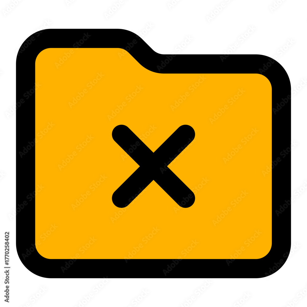 Obraz premium Cross Folder Filled Line Icon Vector, Bold Outline Folder and Document Symbol for File Management and Office Organization Concept