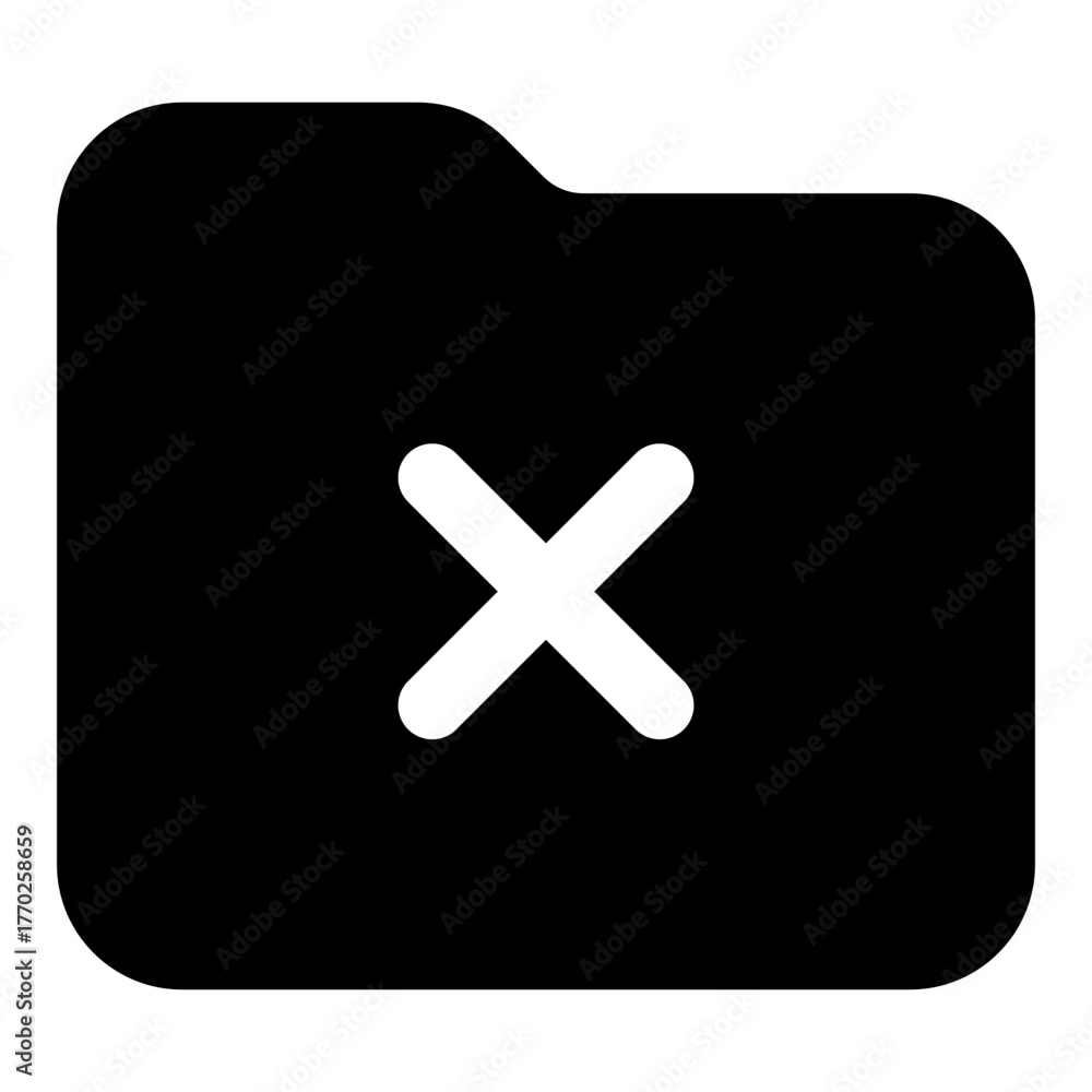 Fototapeta premium Cross Folder Glyph Icon Vector, Solid Folder and Document Symbol for File Management and Office Organization Concept