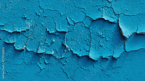 Close-up of weathered blue paint revealing the passage of time