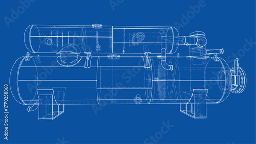 Industrial Equipment Blueprint. Vector