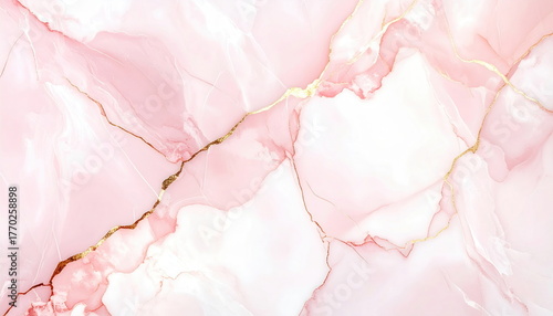 Elegant pink marble texture background with golden veins creating luxurious and sophisticated design element.