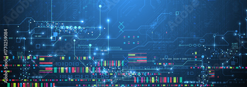 Abstract technology concept. Circuit board color background. Vector illustration