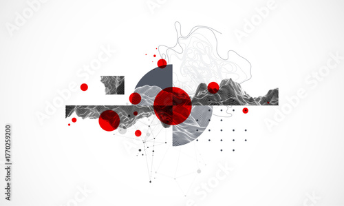 Abstract composition with wireframe art elements. Vector