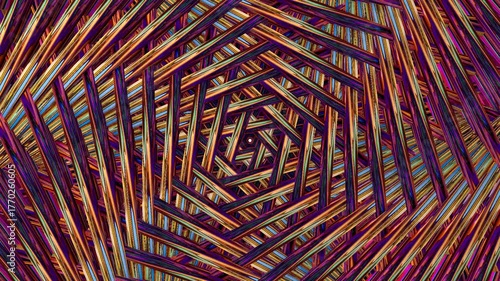 Colorful Hexagonal Tunnel Motion Background,
Geometric Abstract Hexagon Loop Animation. motion video for designers. abstract violet elegant rotation background with lines	