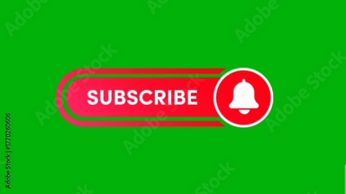 Animated subscribe button with bell icon available on green and black backgrounds